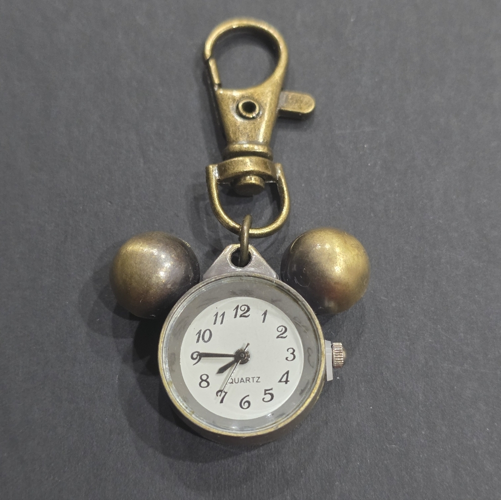 Gold Mickey Mouse Keychain Watch